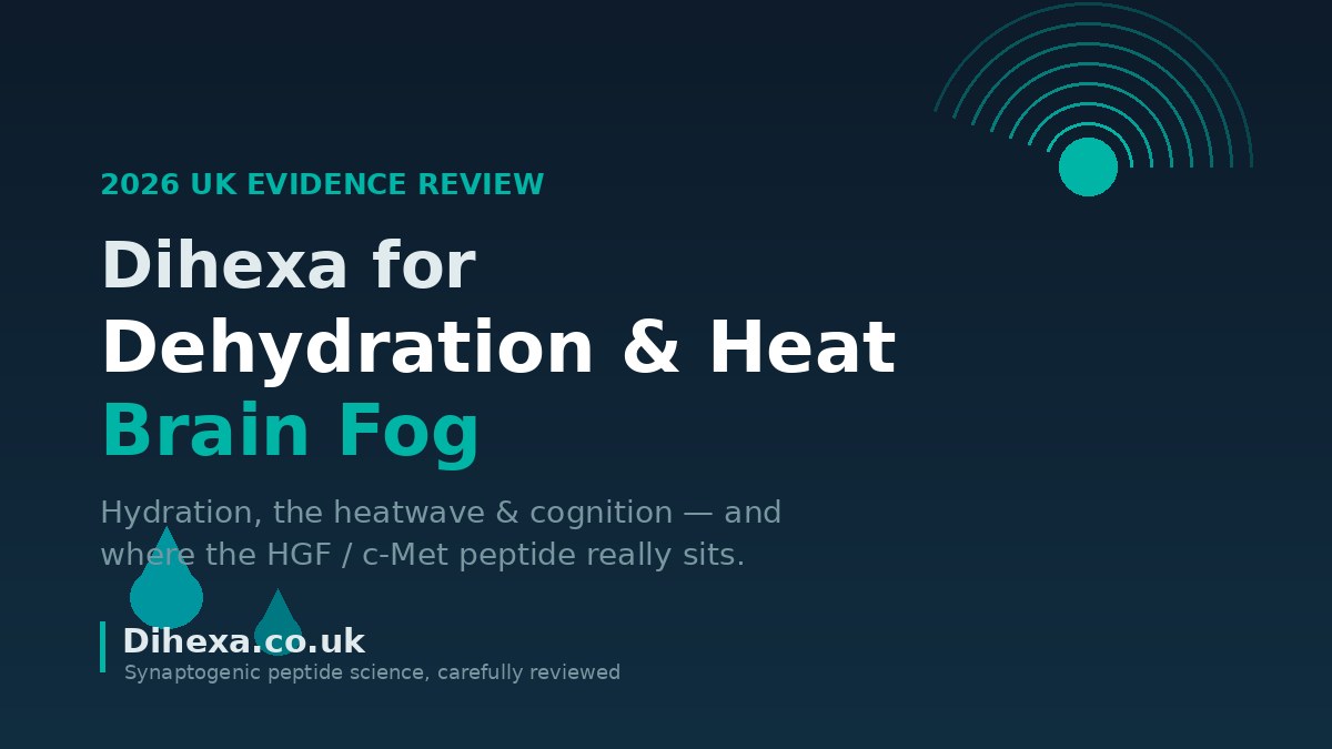 Dihexa for dehydration and heat brain fog - 2026 UK evidence review illustration tied to the June 2026 heatwave