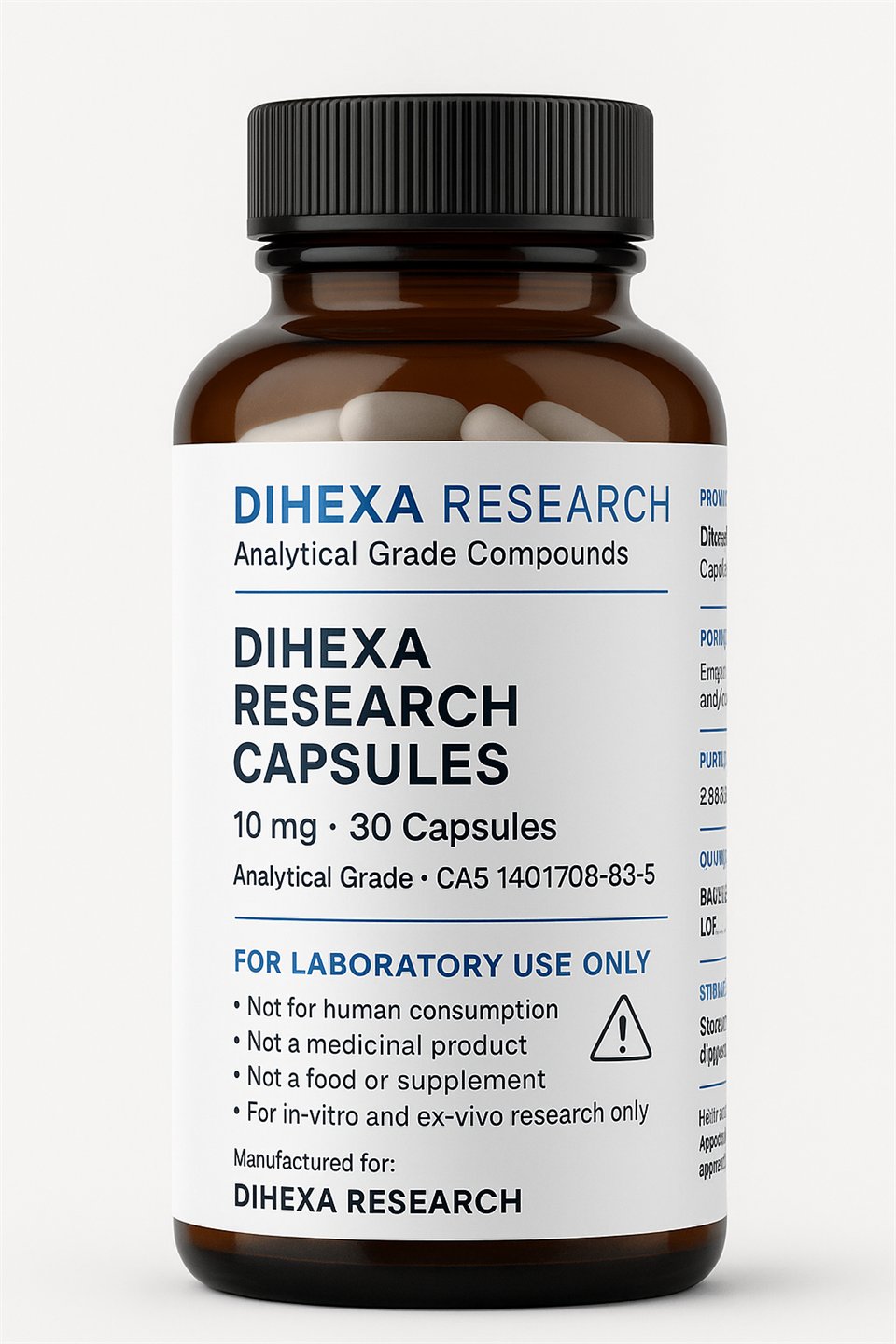 Dihexa 10mg research capsules - 30 capsule pack, analytical grade, UK-sourced