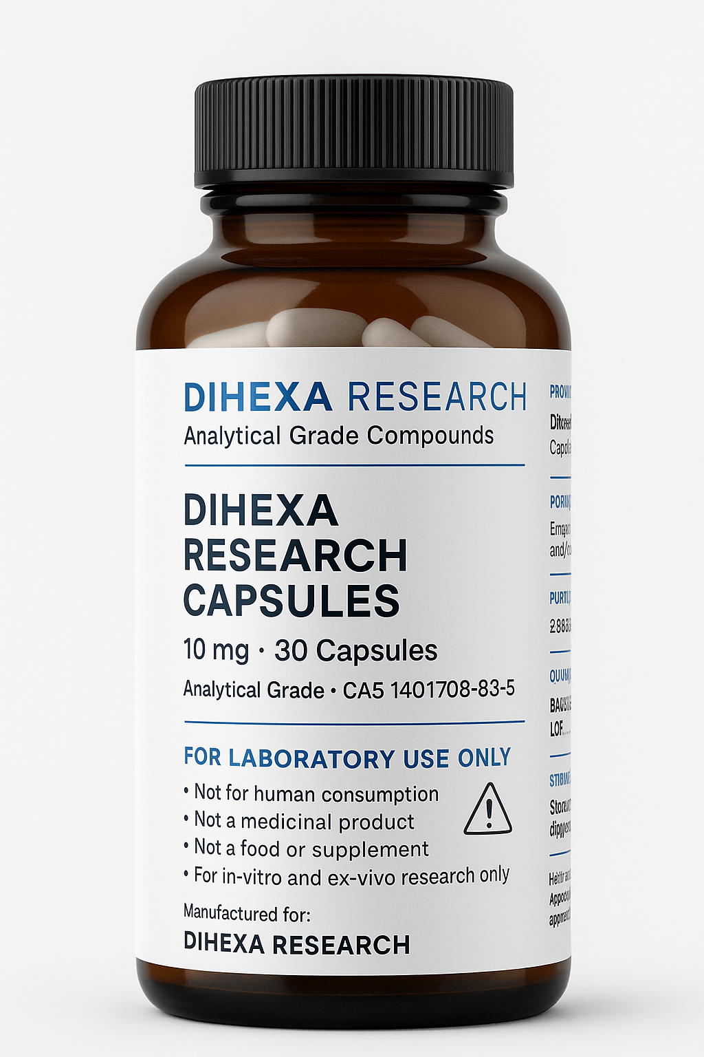 Dihexa Research Capsules — 10mg analytical grade capsules, 30 count bottle by Dihexa Research